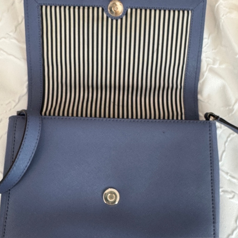 Kate Spade Blue Crossbody Classic Flap Purse Handbag Bag - Picture 14 of 16